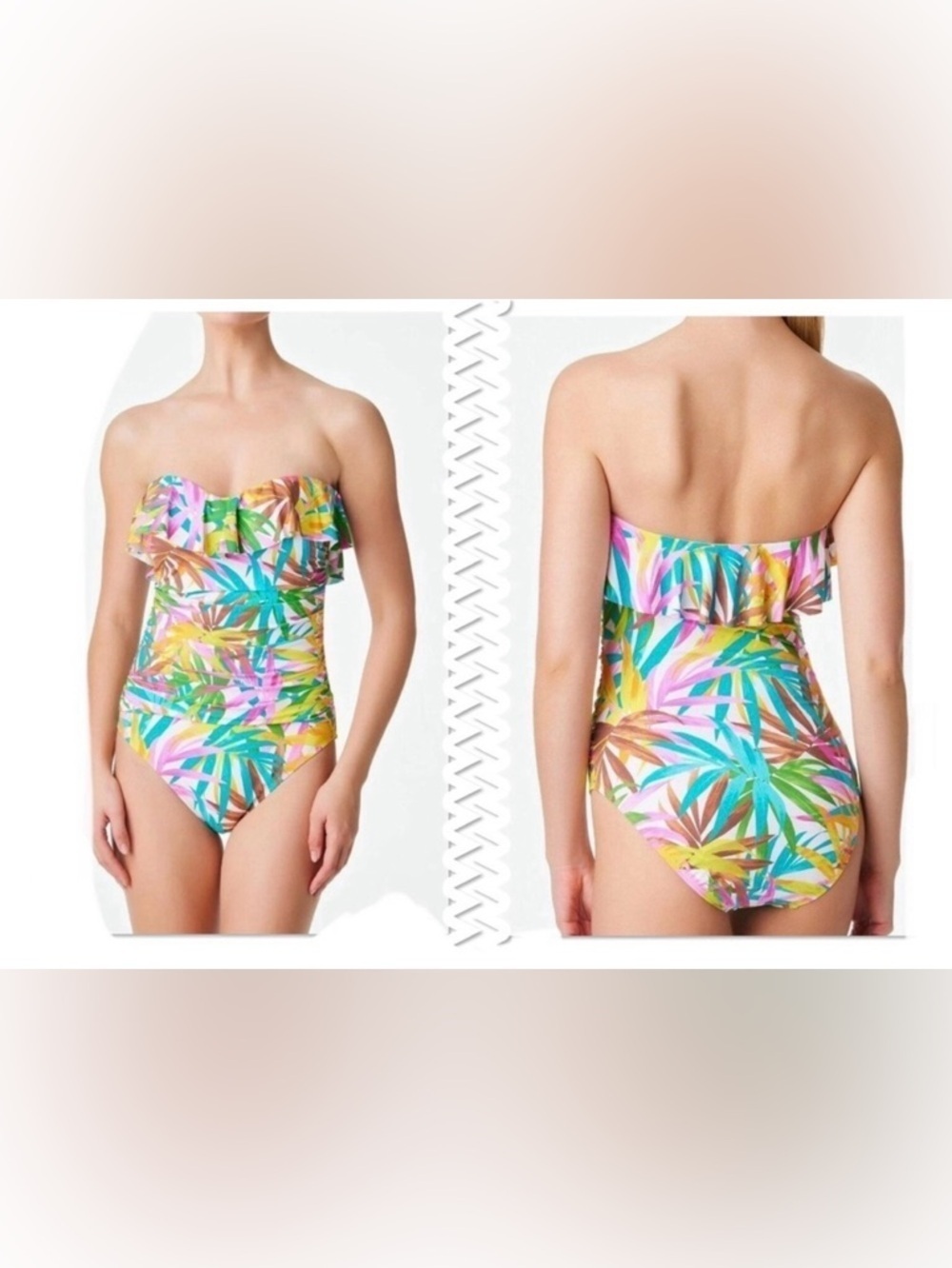 Bleu Rod Beattie Fantasy Island Strapless Bandeau One Piece Swimsuit Sz 8